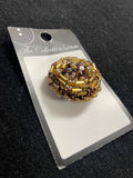 Buttons Beaded Vintage - Glass Beads in Black or Brown and Metallic Gold
