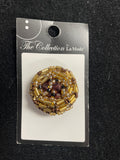 Buttons Beaded Vintage - Glass Beads in Black or Brown and Metallic Gold