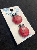 Buttons Hand Painted Plastic Set of 2 - Lady Bugs