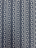 1 3/4 YD Nylon Knit Yarn-Dyed Stripes Vintage - Navy Blue and White