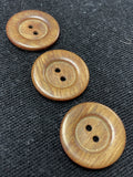Button Plastic Set of 3 - Faux Wood