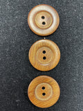 Button Plastic Set of 3 - Faux Wood