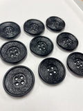 Button Plastic Set of 9 Vintage - Black
