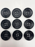 Button Plastic Set of 9 Vintage - Black