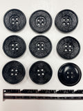 Button Plastic Set of 9 Vintage - Black