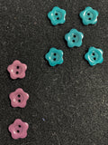 Button Plastic Set of 3 or 5 - Shiny Teal or Muted Purple Flowers