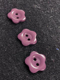 Button Plastic Set of 3 or 5 - Shiny Teal or Muted Purple Flowers