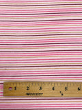 2 YD Polyester Knit - Pink with Pink, Burgundy and Golden Beige Stripes