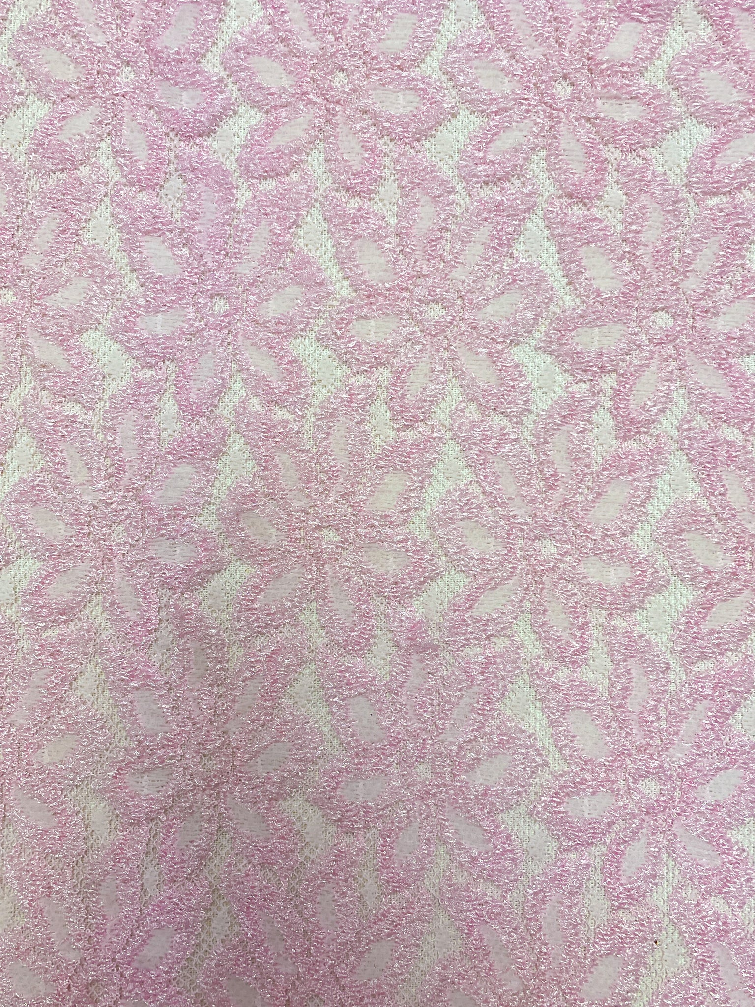 2 YD Nylon Knit Lace - Pink Flowers