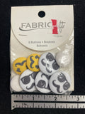 Buttons Covered Set of 8 - White and Yellow with Mustaches