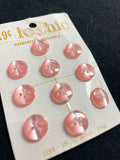 Buttons Plastic Set of 10 Vintage - Pearlescent Pink