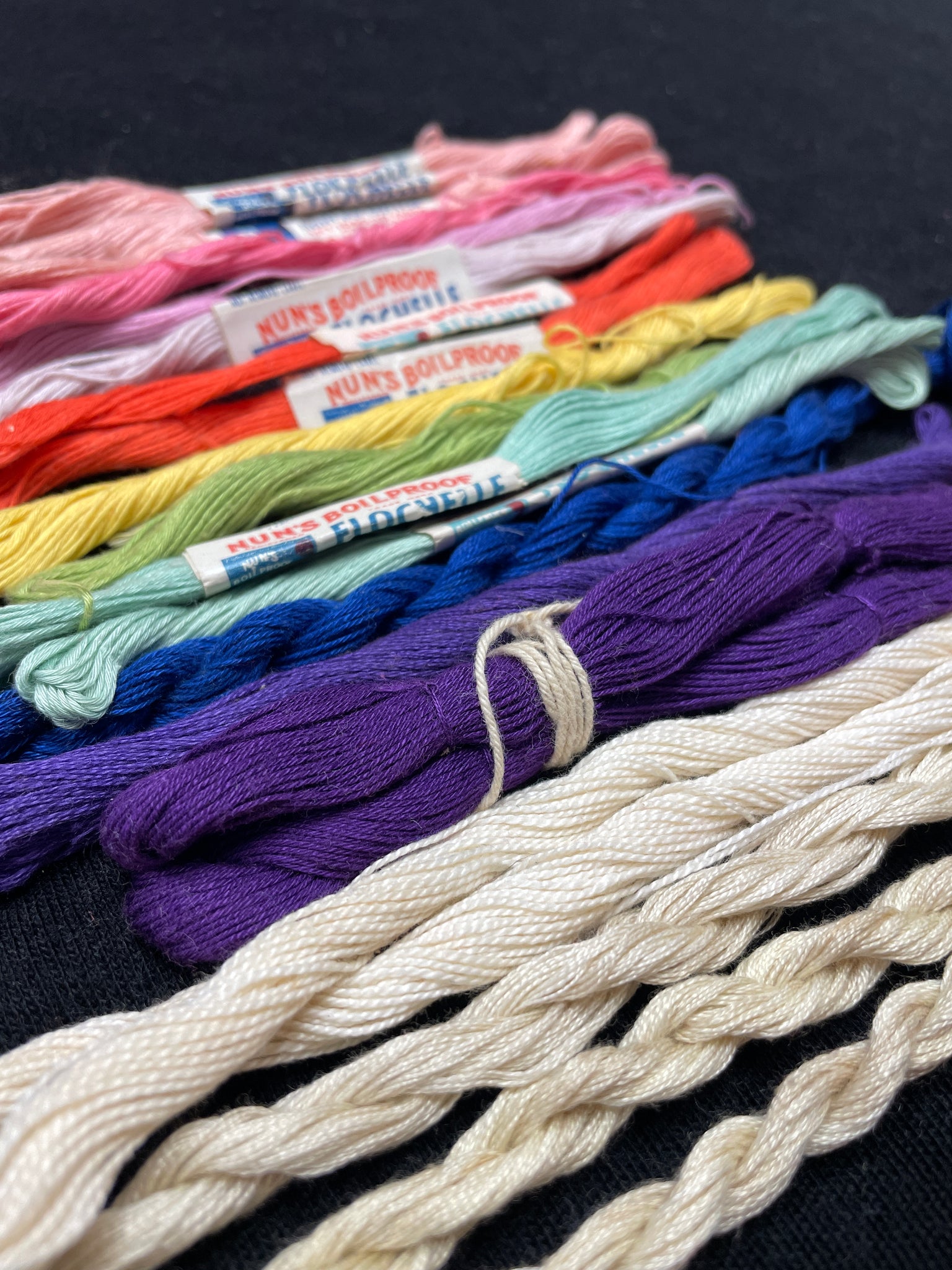 Embroidery Thread Bundle of 19 Vintage - Various Colors & Amounts