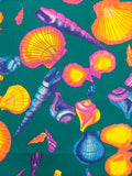 Cotton Vintage - Bright Seashells on Green