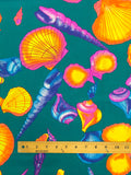 Cotton Vintage - Bright Seashells on Green