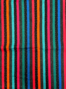 2 YD Cotton/Poly Printed Stripe Knit - Black, Red, Orange, Teal, Green and Blue