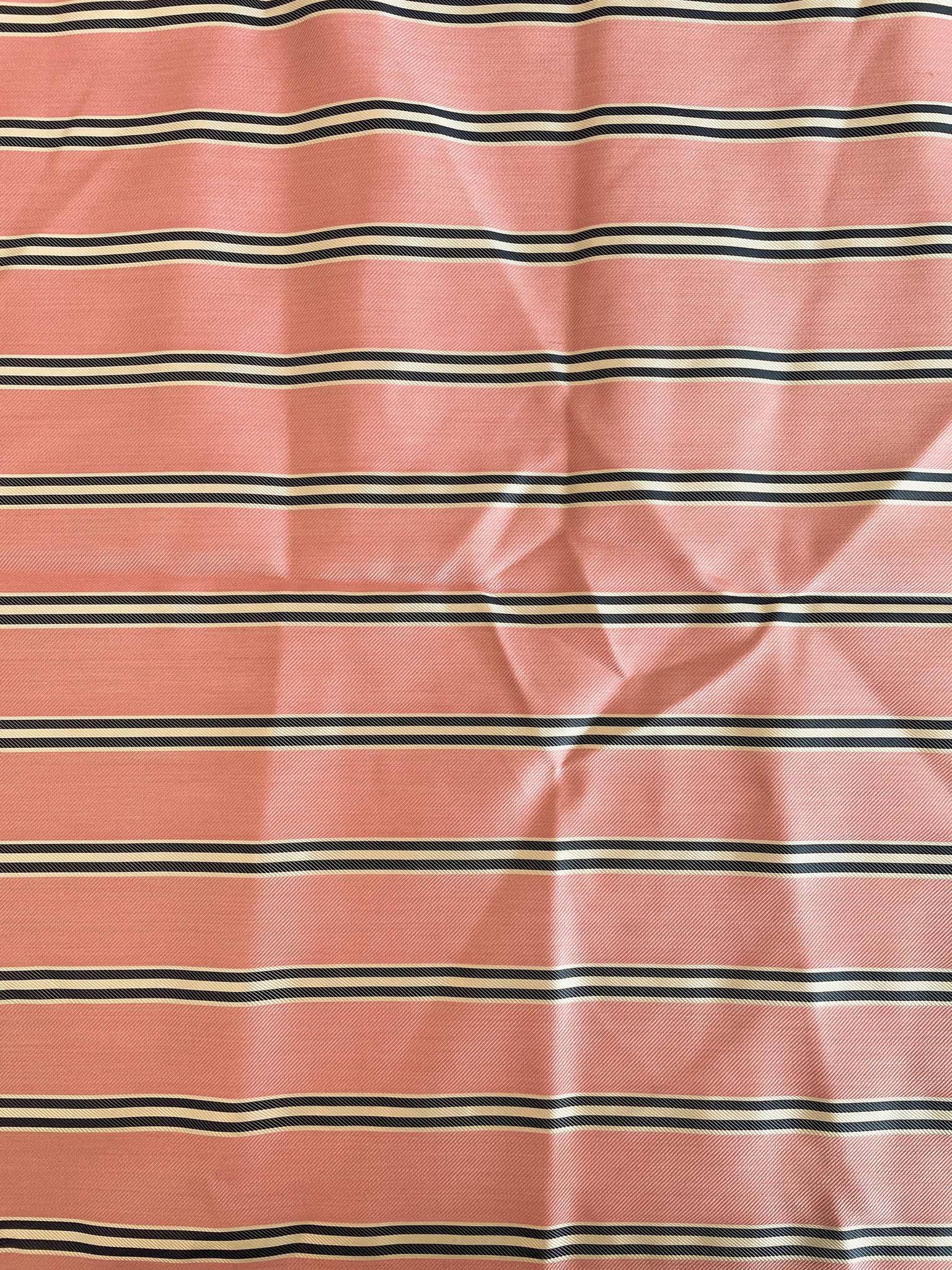 2 1/8 YD Tie Silk - Pink Twill Weave with Navy Blue and White Stripe