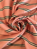 2 1/8 YD Tie Silk - Pink Twill Weave with Navy Blue and White Stripe