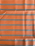2 1/8 YD Tie Silk - Orange Twill Weave with Navy Blue and White Stripe