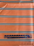 2 1/8 YD Tie Silk - Orange Twill Weave with Navy Blue and White Stripe