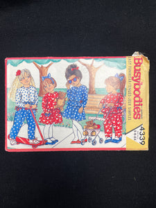 1989 Butterick 4339 Sewing Pattern - Child's Dress, Top, Skirt and Pants FACTORY FOLDED