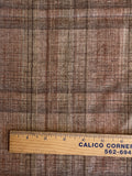 1 3/4 YD Polyester Light Weight Printed Plaid - Brown and Tan Plaid on Heather Gray