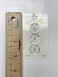 SALE Button Set of 3 Plastic - White with Pearlescent Border