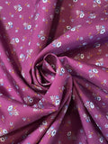 4 YD Polyester Vintage - Blue and White, Gray, and Orange Flowers on Magenta
