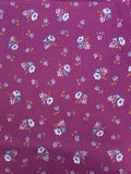 4 YD Polyester Vintage - Blue and White, Gray, and Orange Flowers on Magenta