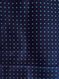 2 YD Tie Silk - Navy Blue with Light Gray and Red Diamonds