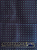 2 YD Tie Silk - Navy Blue with Light Gray and Red Diamonds