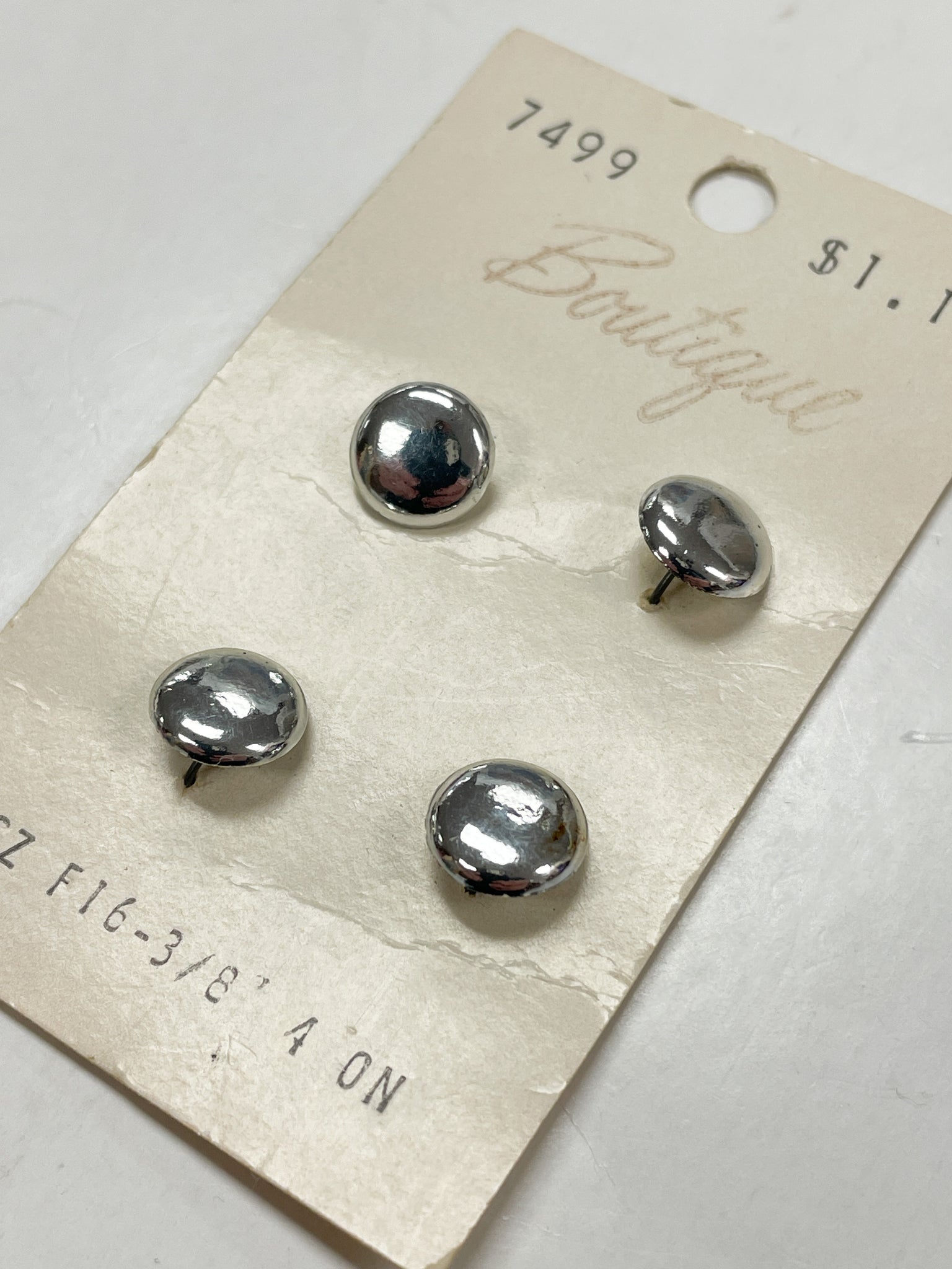 Button Set of 4 Metal Vintage - Silver-Toned