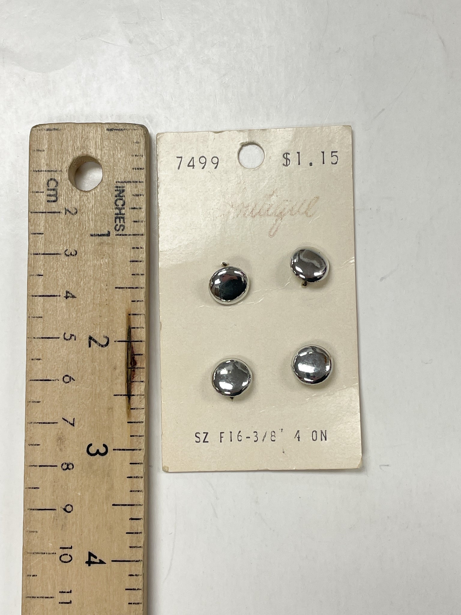 Button Set of 4 Metal Vintage - Silver-Toned
