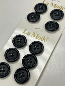 Button Set of 10 Plastic - Black