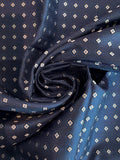 1 1/2+ YD Tie Silk - Navy Blue with Light Gray Diamonds with Light Blue Centers