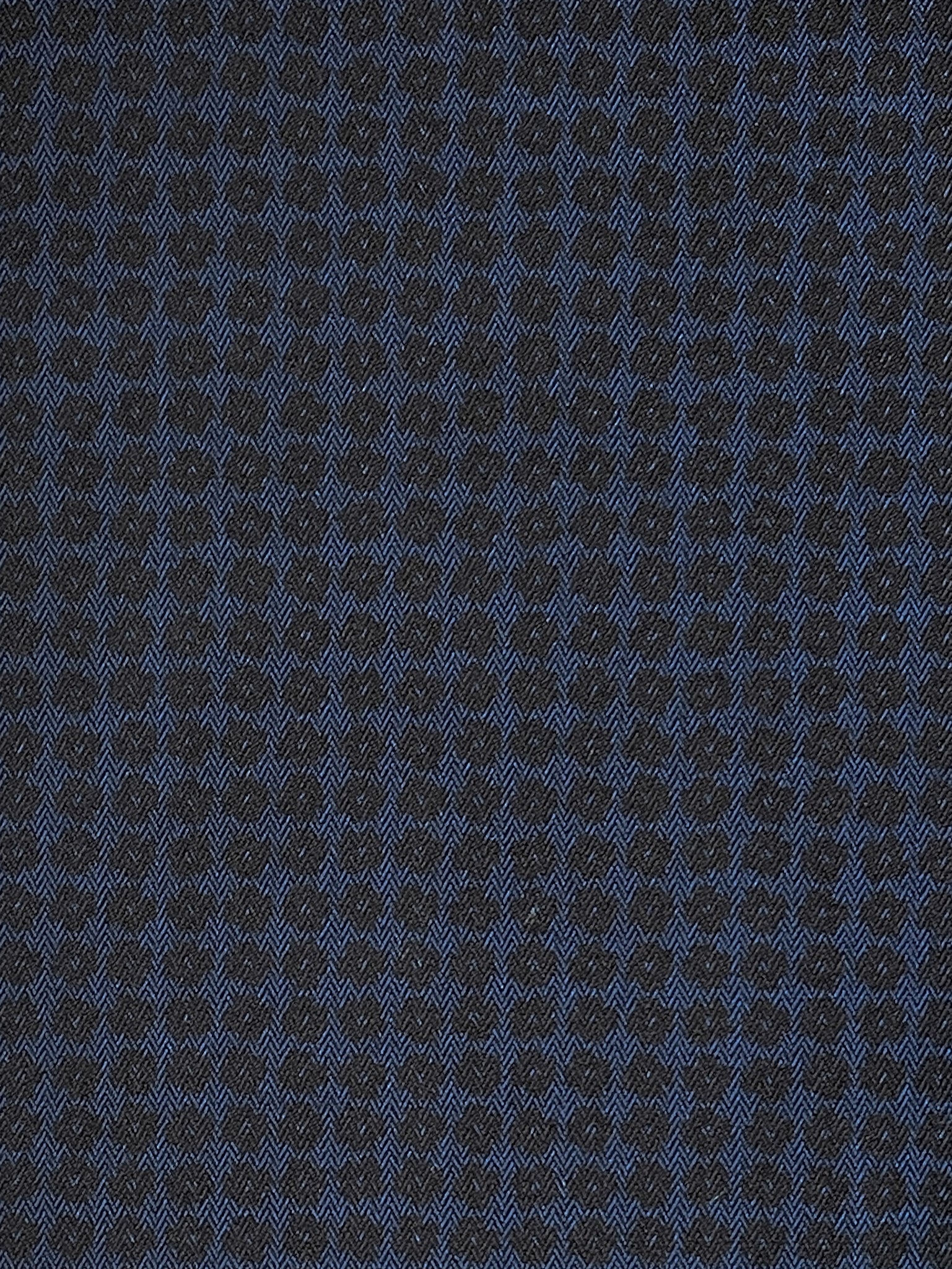 1+ YD Tie Silk - Navy Blue with Small Black Flowers