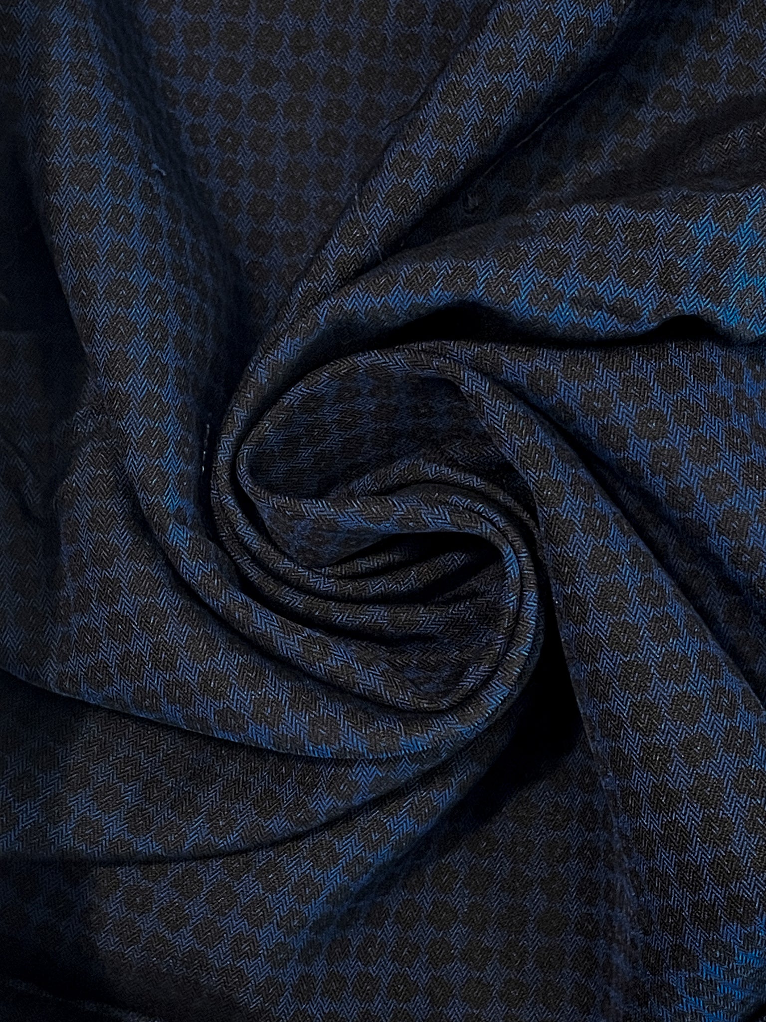 1+ YD Tie Silk - Navy Blue with Small Black Flowers