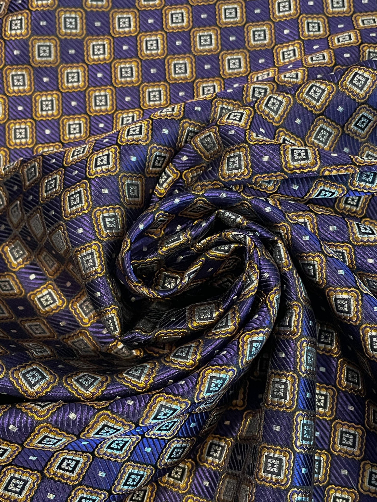 1 1/8 YD Tie Silk - Dark Purple, Bronze and Gray