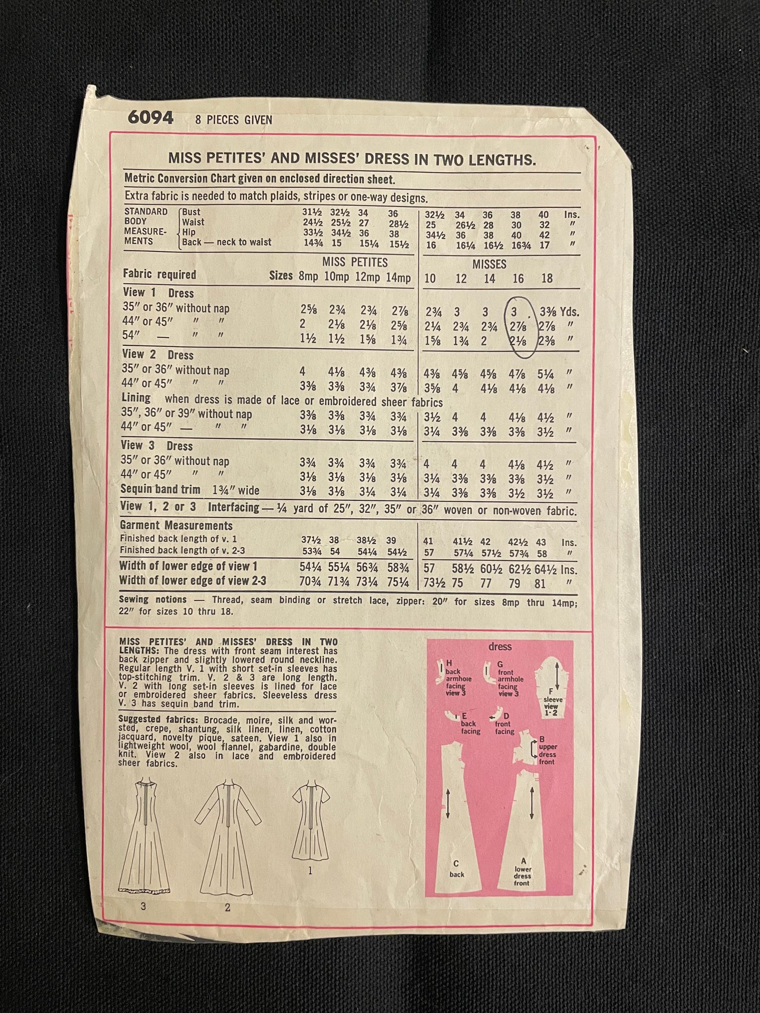 1973 Simplicity 6094 Reproduction Sewing Pattern - Adult Dresses