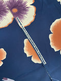3 3/4 YD Nylon - Large Flowers on Navy Blue