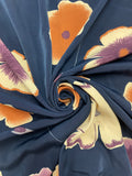 3 3/4 YD Nylon - Large Flowers on Navy Blue