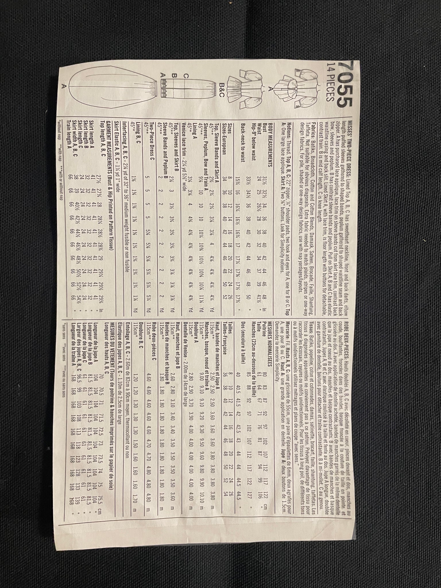 1997 Simplicity 7055 Sewing Pattern - Adult Adult Two-Piece Dresses FACTORY FOLDED