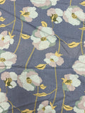 2 7/8 YD Cotton - Poppy-Styled Flowers on Blue