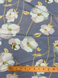 2 7/8 YD Cotton - Poppy-Styled Flowers on Blue