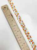 3 YD Polyester Printed Taffeta Ribbon - White with Candy Corn