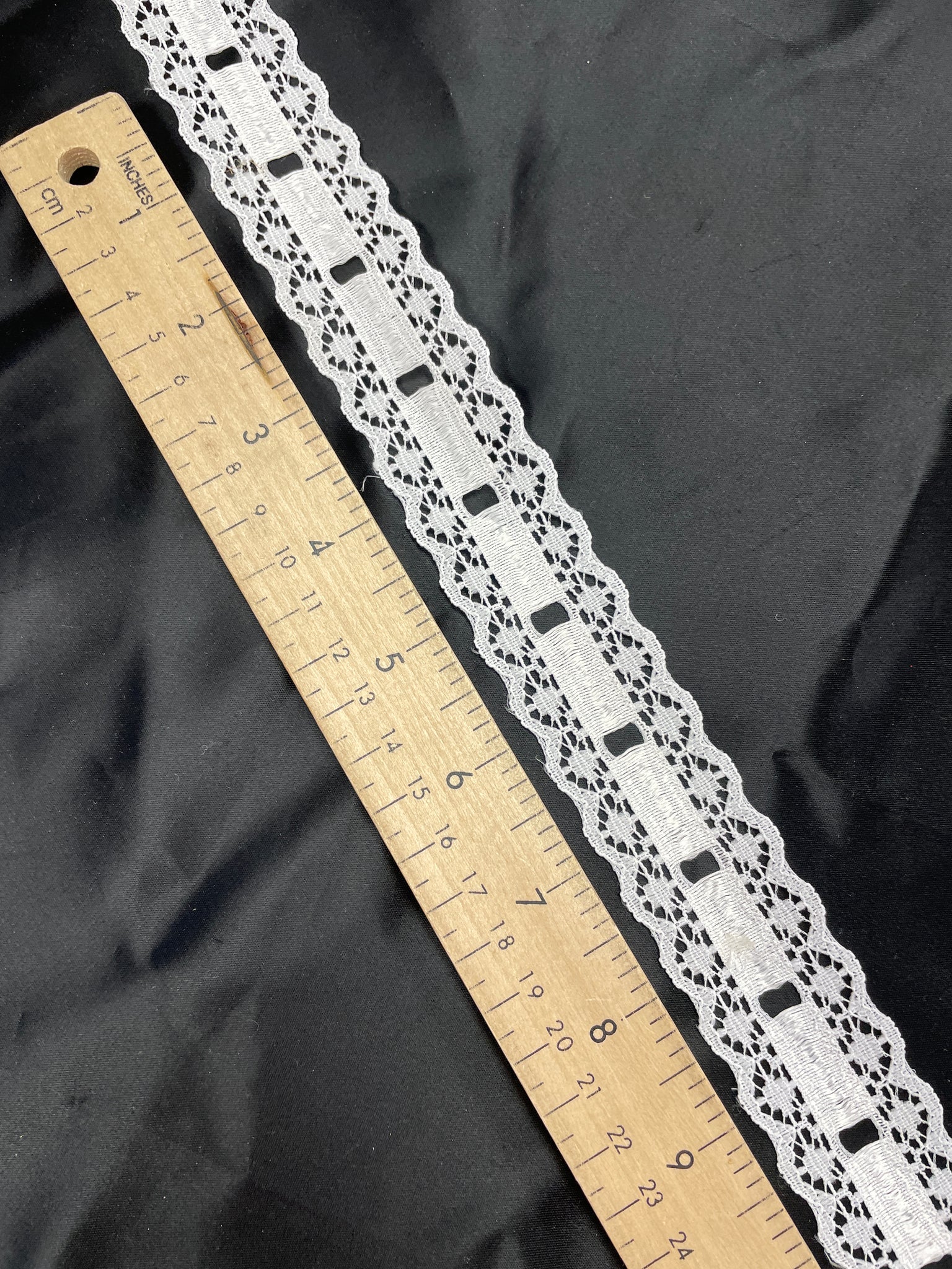 3 YD Polyester Scalloped Beading (Insertion) Lace Trim - White