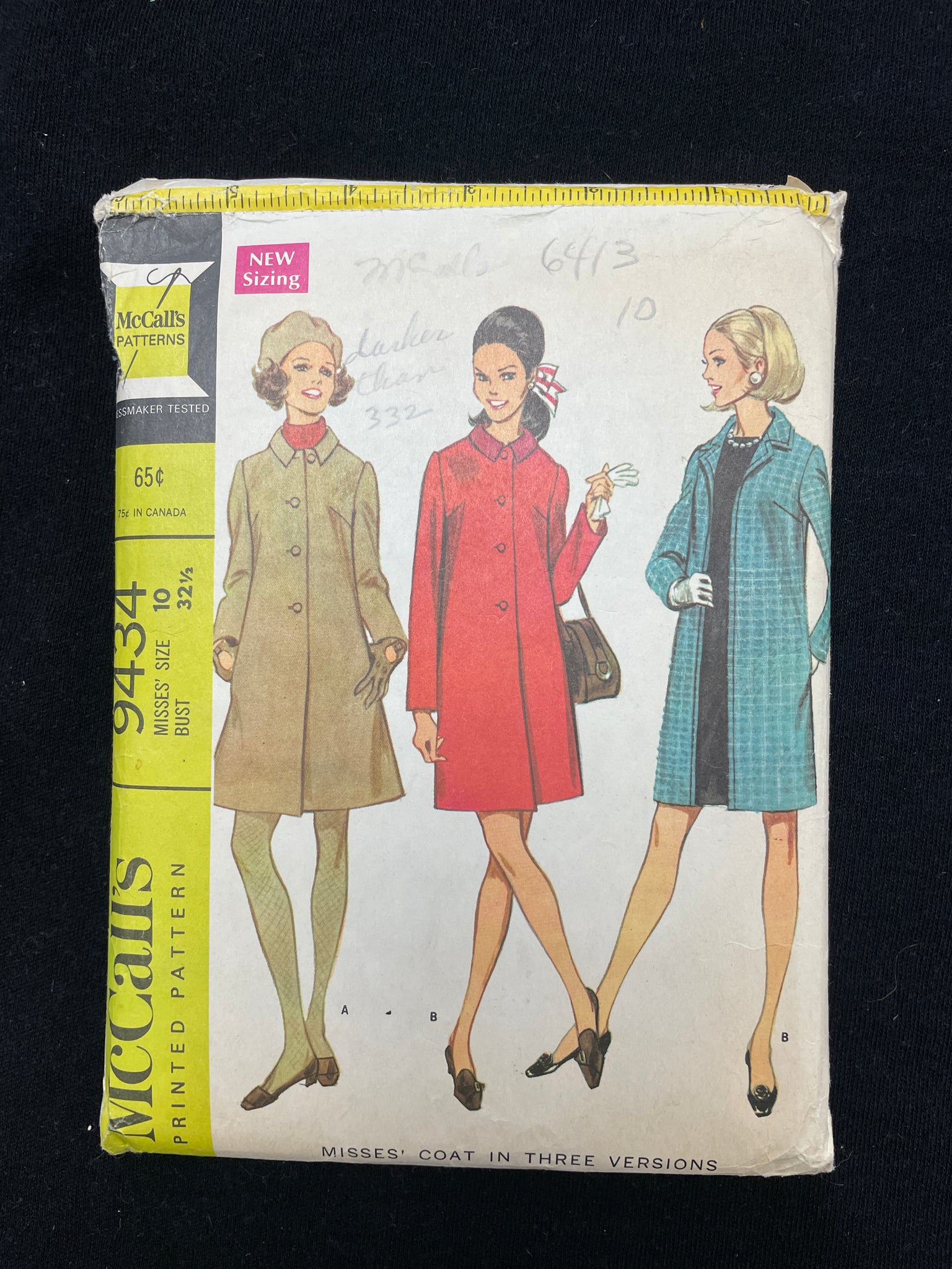 1968 McCall's 9434 Sewing Pattern - Adult Coats