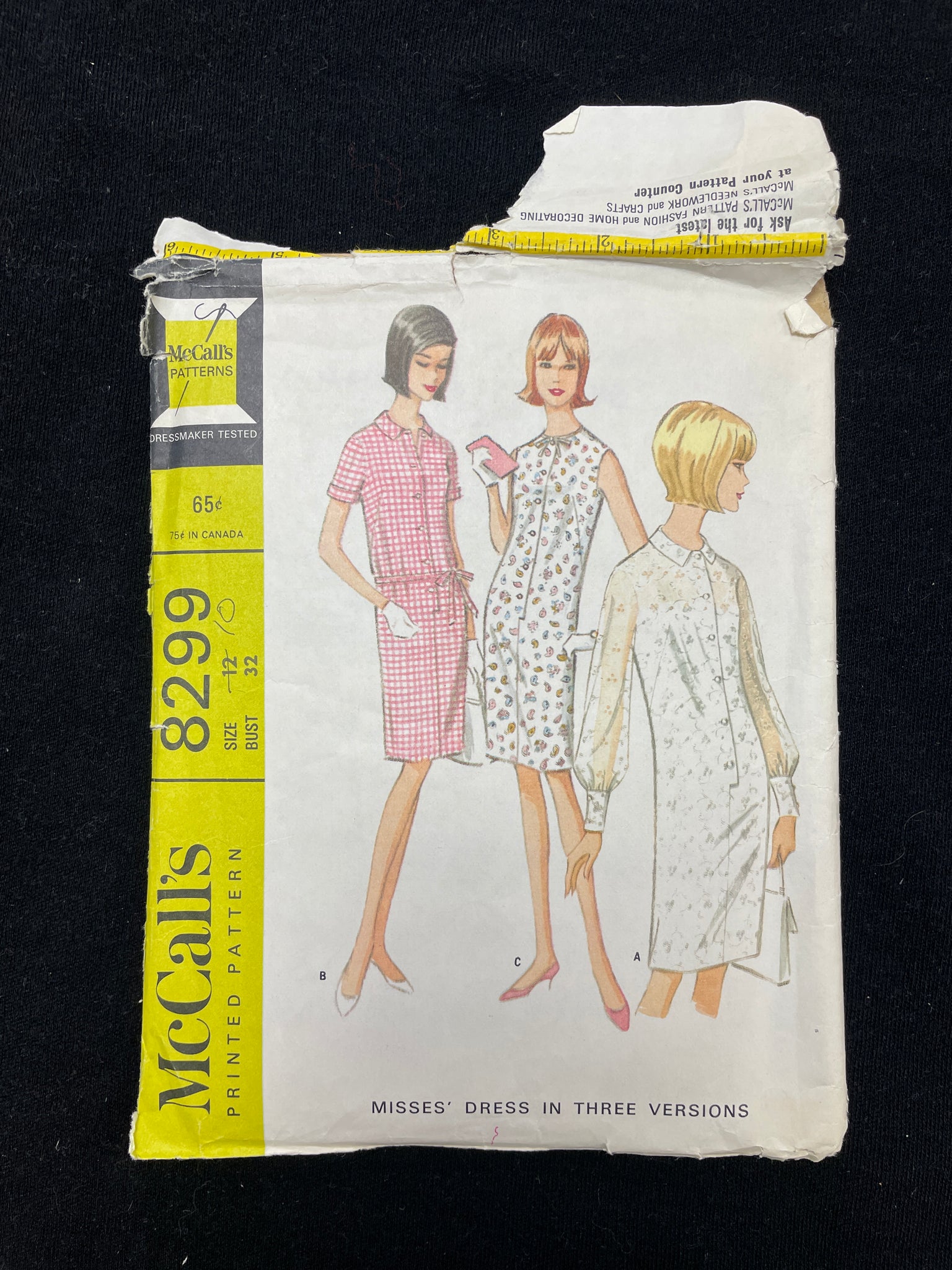 1966 McCall's 8299 Sewing Pattern - Adult Dresses
