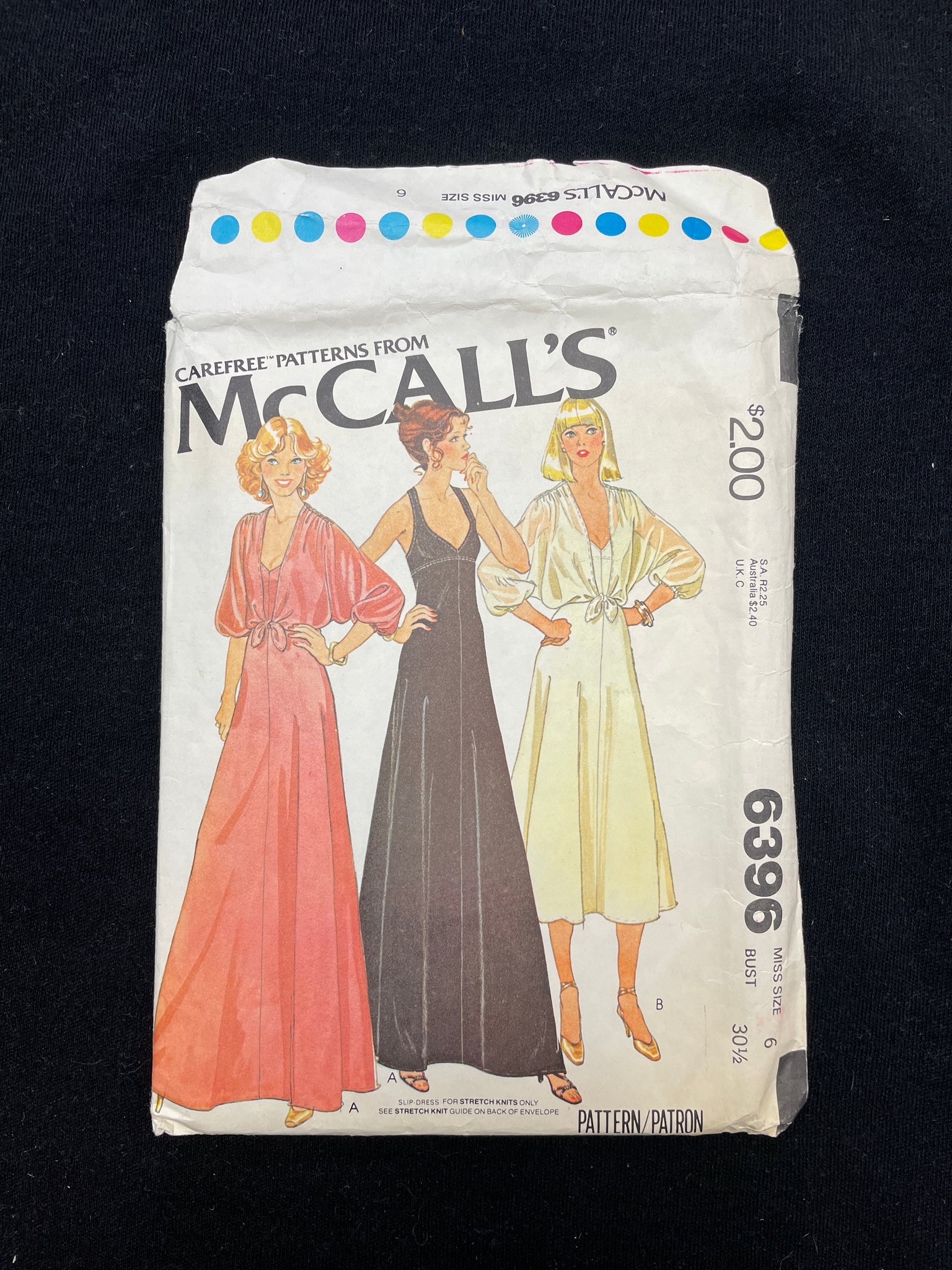 1978 McCall's 6396 Sewing Pattern - Adult Knit Slip-Dress and Shrug
