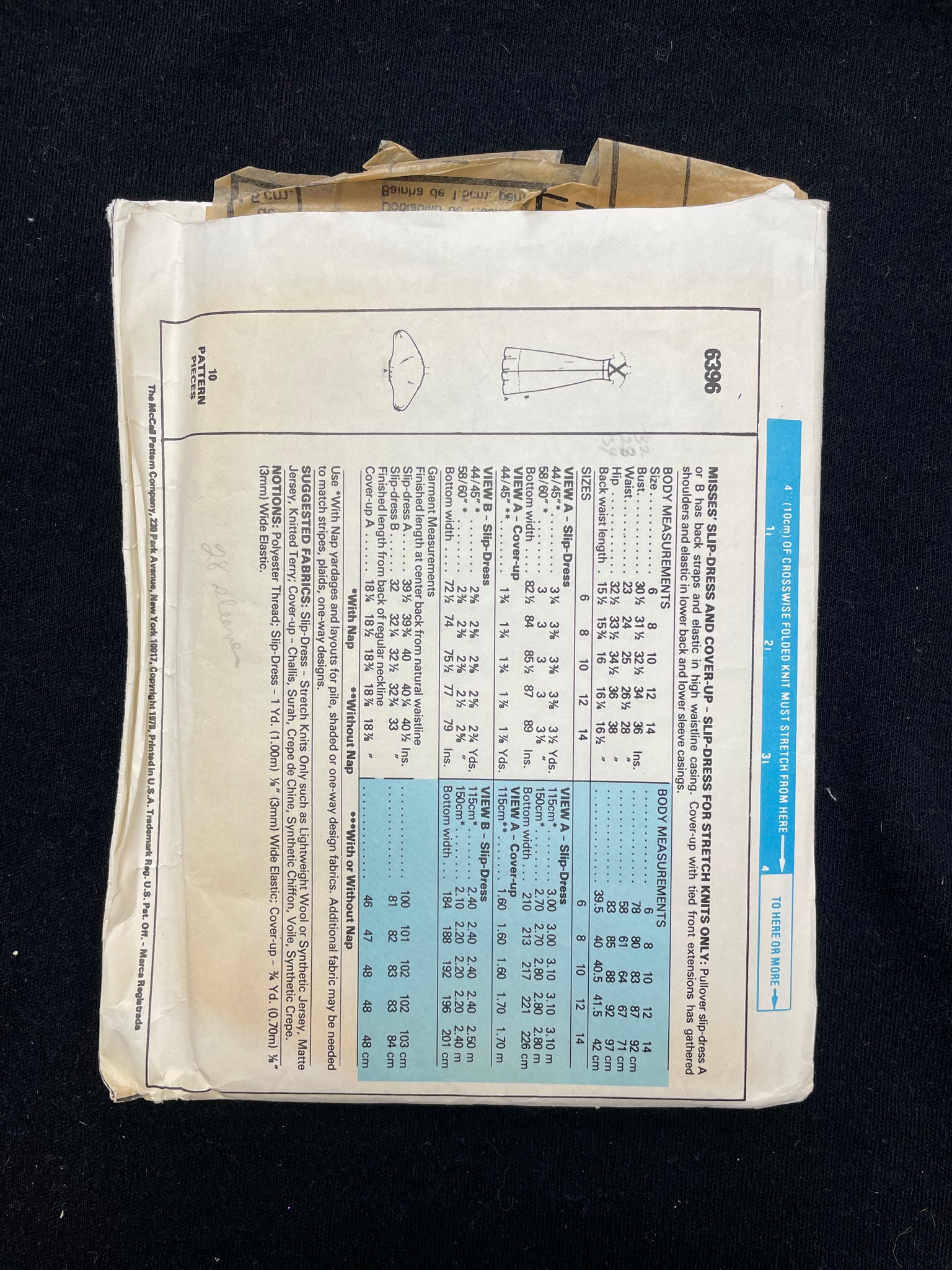 1978 McCall's 6396 Sewing Pattern - Adult Knit Slip-Dress and Shrug