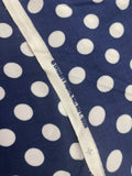 4 YD Rayon - Navy Blue with White Polka Dots